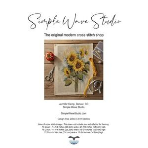 Sunflower Bouquet Counted Cross Stitch Pattern Chart
